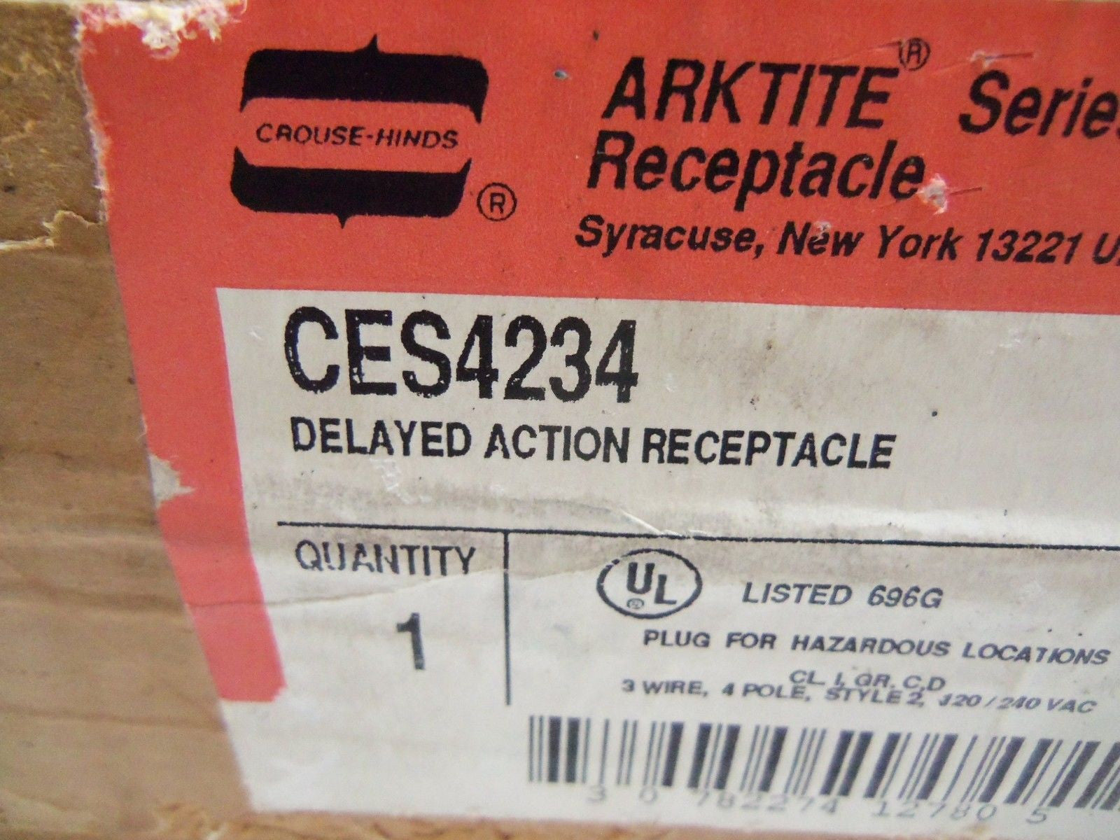 CROUSE-HINDS CES4234 DELAYED ACTION RECEPTACLE *NEW IN BOX*