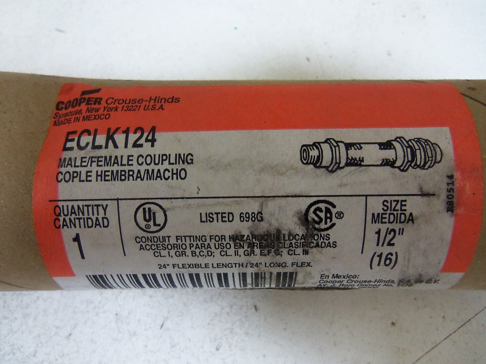 CROUSE-HINDS FLEXIBLE CONDUIT  ECLK124 *NEW NO BOX*