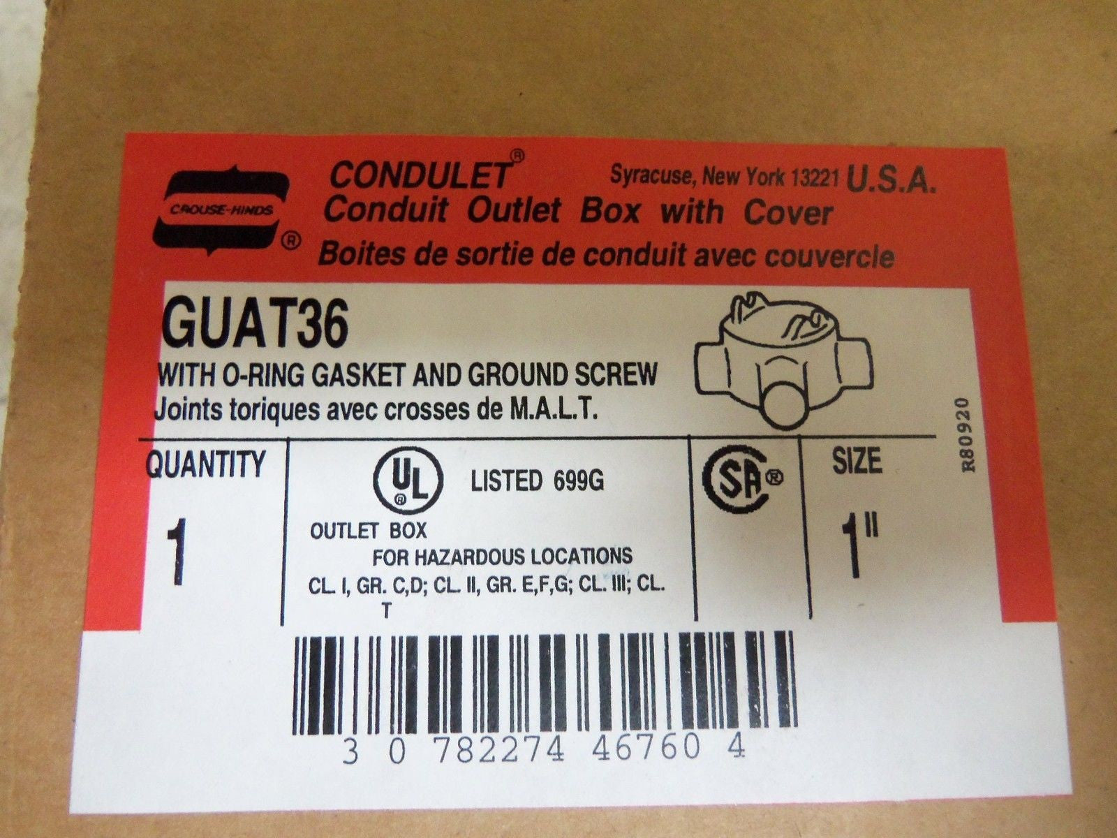 CROUSE-HINDS GUAT36 CONDUIT *NEW IN BOX*