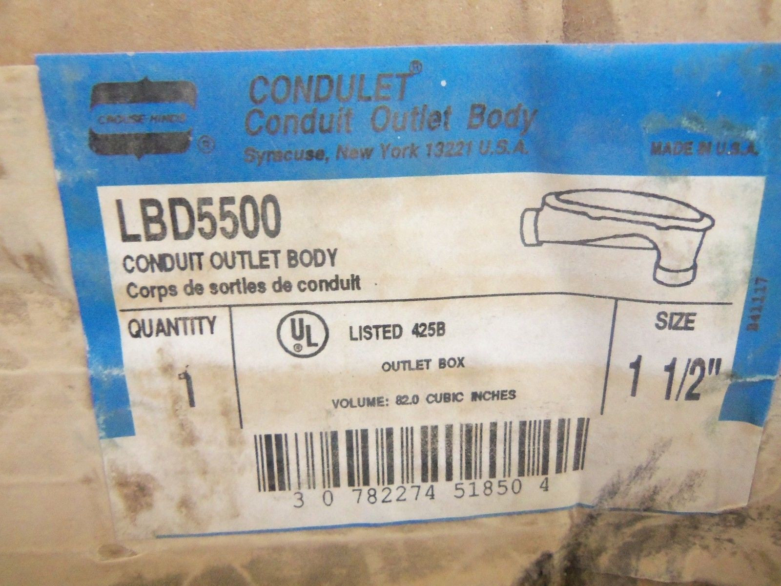 CROUSE-HINDS LBD5500 CONDUIT *NEW IN BOX*