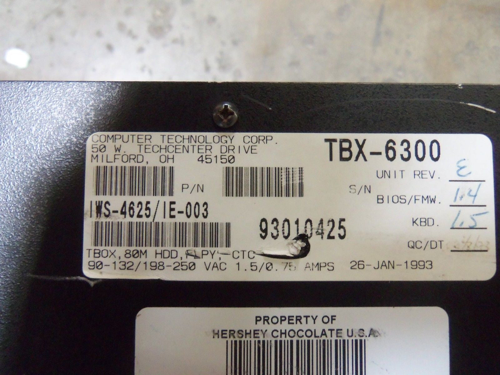 CTC TBX-6300 INTERFACE DRIVE IWS-4625/IE-003 *USED*