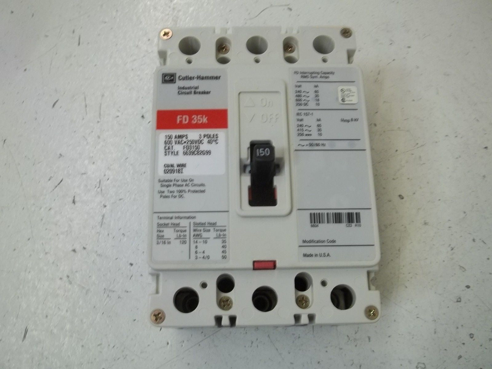 CULTER-HAMMER FD3150 CIRCUIT BREAKER *NEW IN BOX*