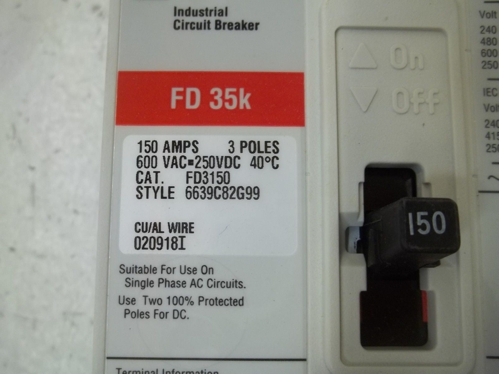 CULTER-HAMMER FD3150 CIRCUIT BREAKER *NEW IN BOX*