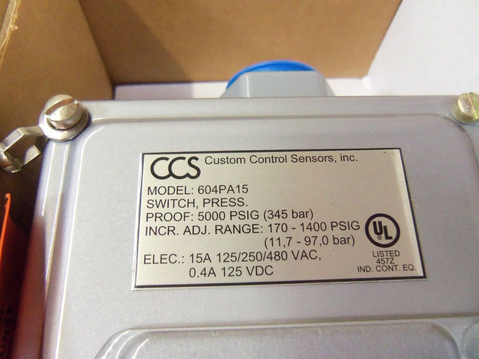 CUSTOM CONTROL SENSORS, INC. 604PA15 *NEW IN BOX*