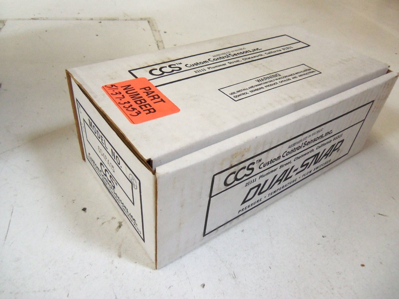 CUSTOM CONTROL SENSORS, INC. 604PA15 *NEW IN BOX*