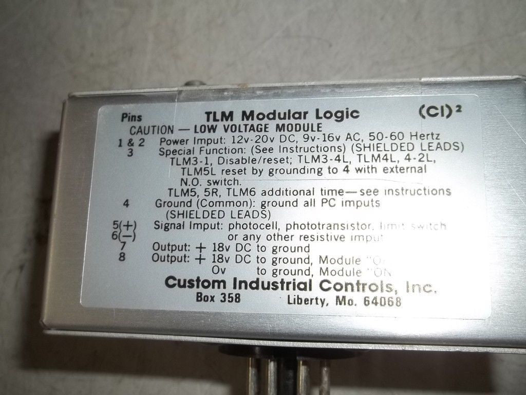 CUSTOM INDUSTRIAL CONTROLS TLM MODULAR LOGIC *USED*