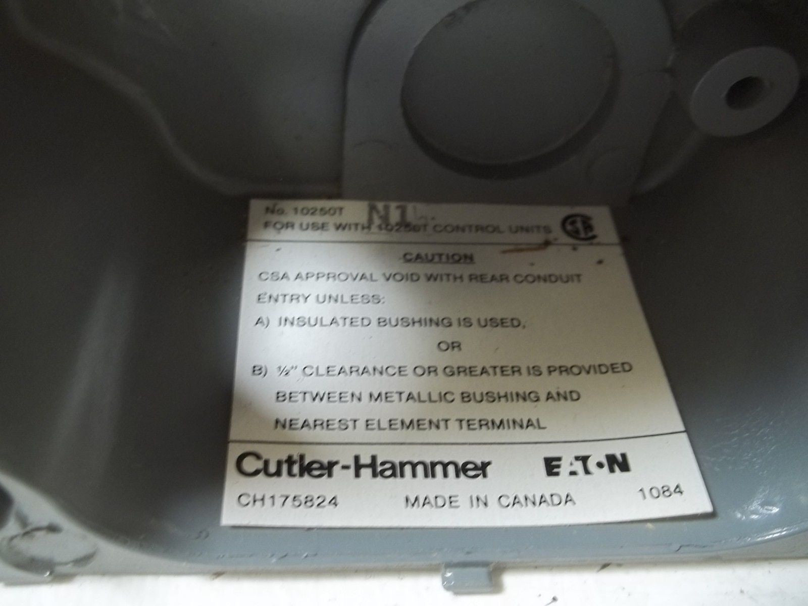 CUTLER HAMMER 10250TN1  ENCLOSURE *USED*