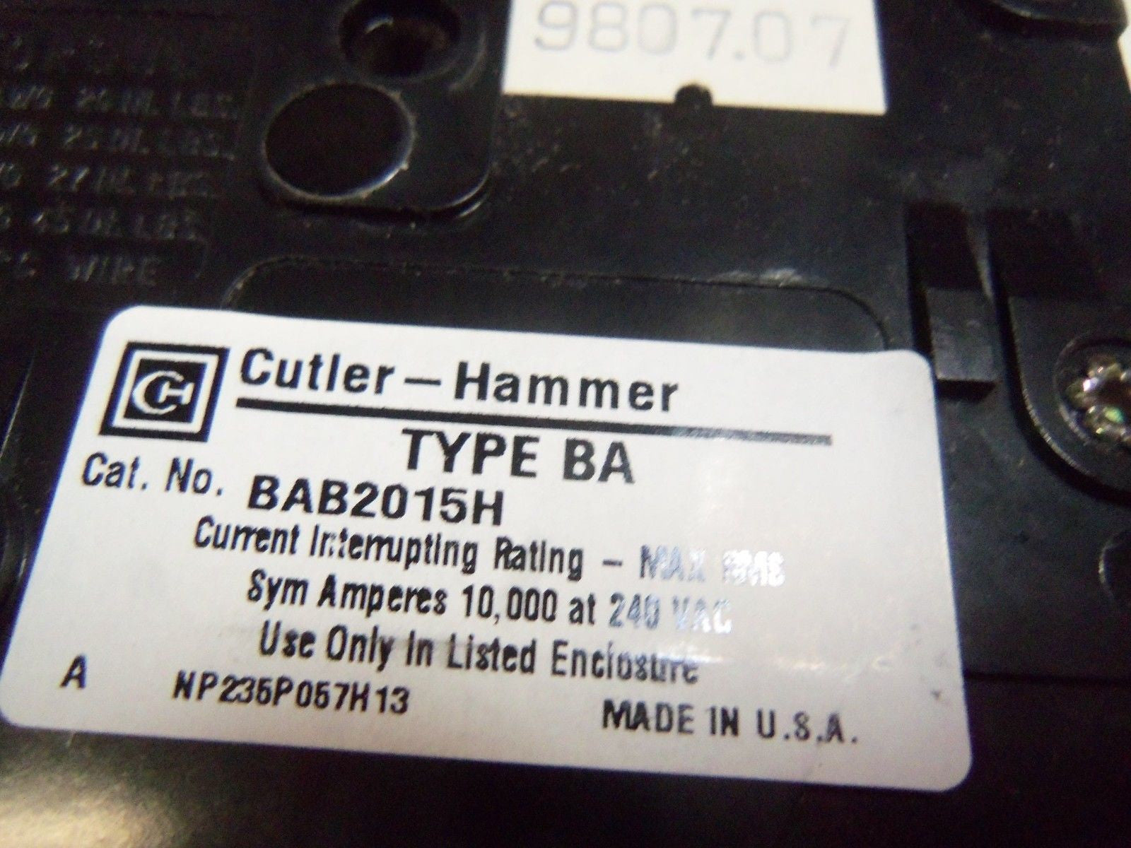 CUTLER HAMMER BAB2015H CIRCUIT BREAKER *NEW IN BOX*