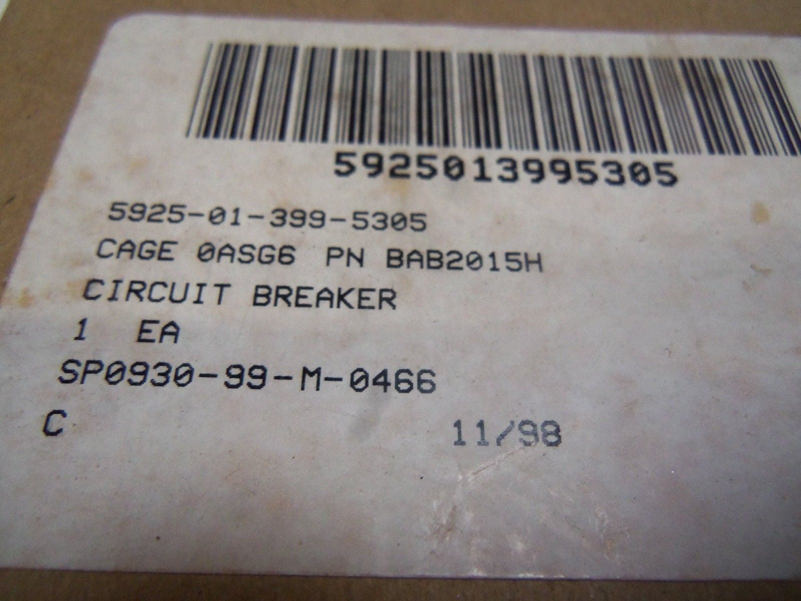 CUTLER HAMMER BAB2015H CIRCUIT BREAKER *NEW IN BOX*