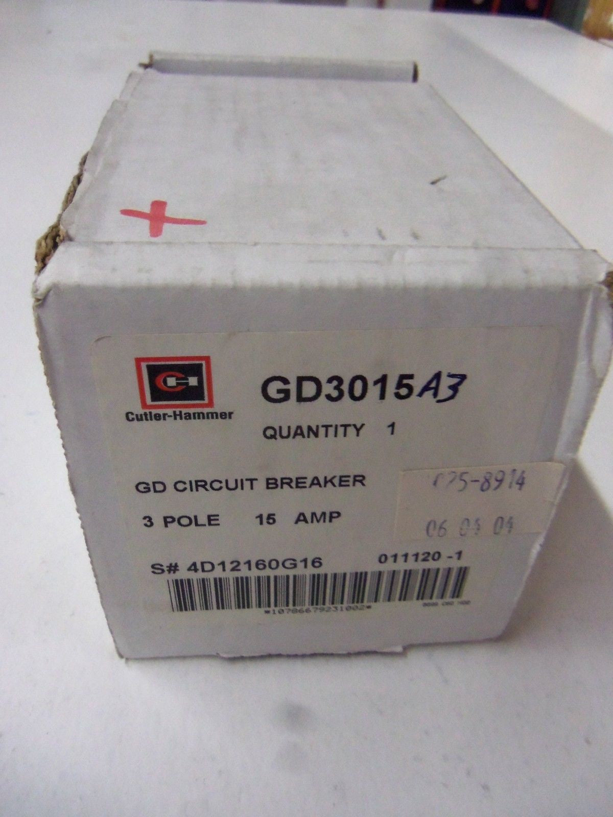 CUTLER HAMMER CIRCUIT BREAKER GD3015A3 *NEW IN BOX*