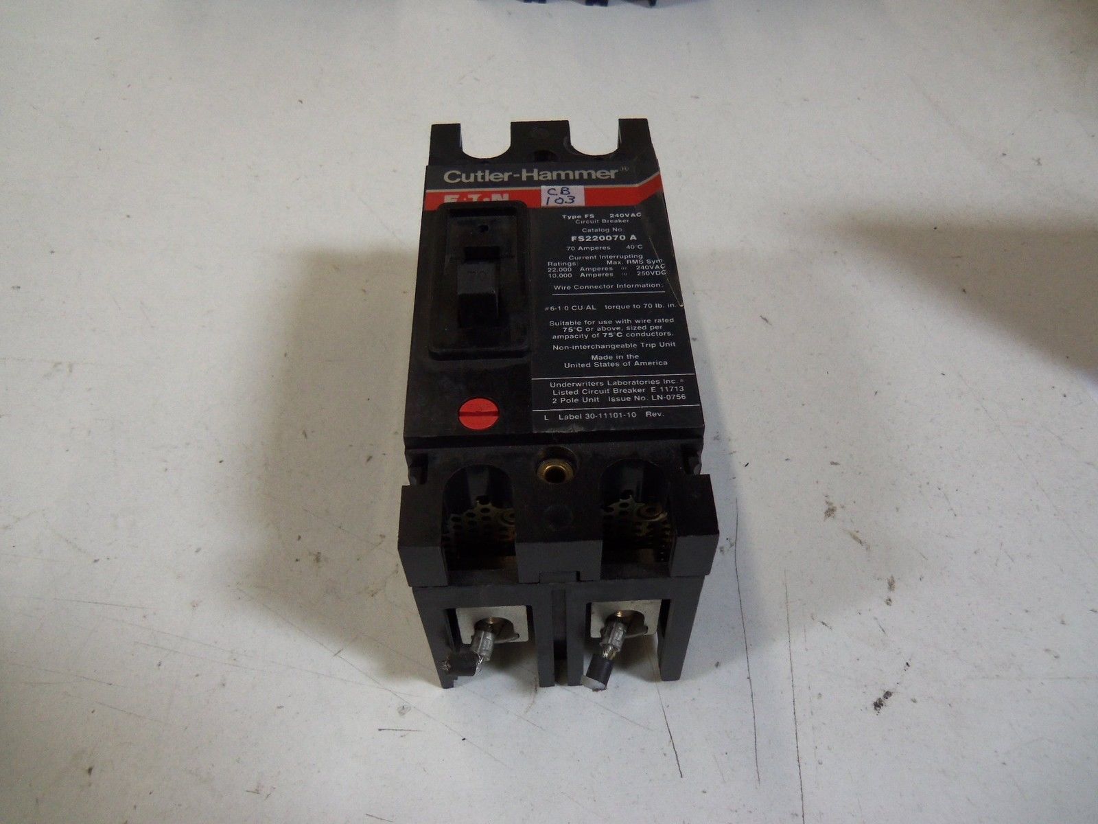 CUTLER HAMMER CIRCUIT BREAKER FS220070 *USED*