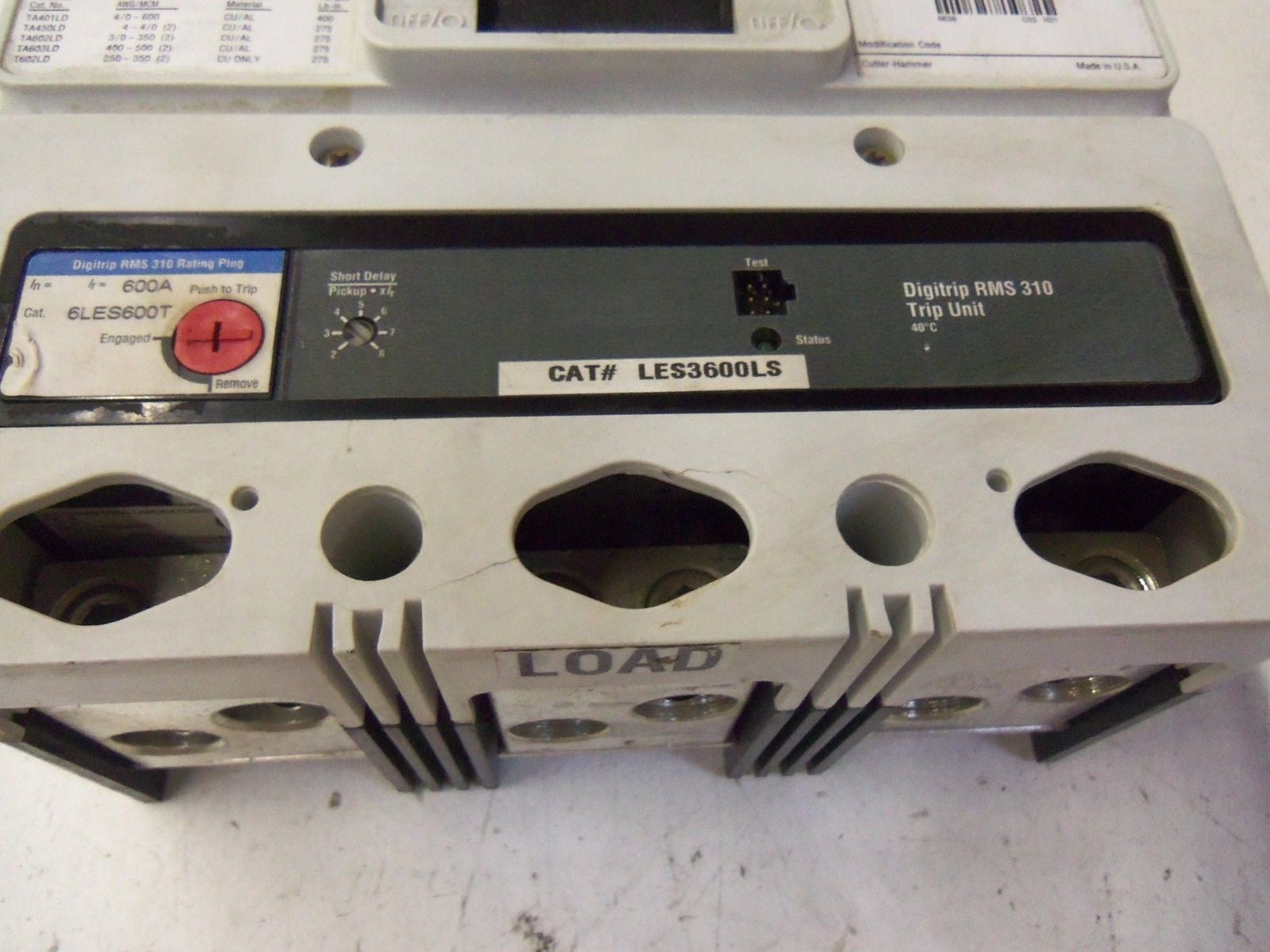 CUTLER HAMMER CIRCUIT BREAKER  HLD3600 *USED*