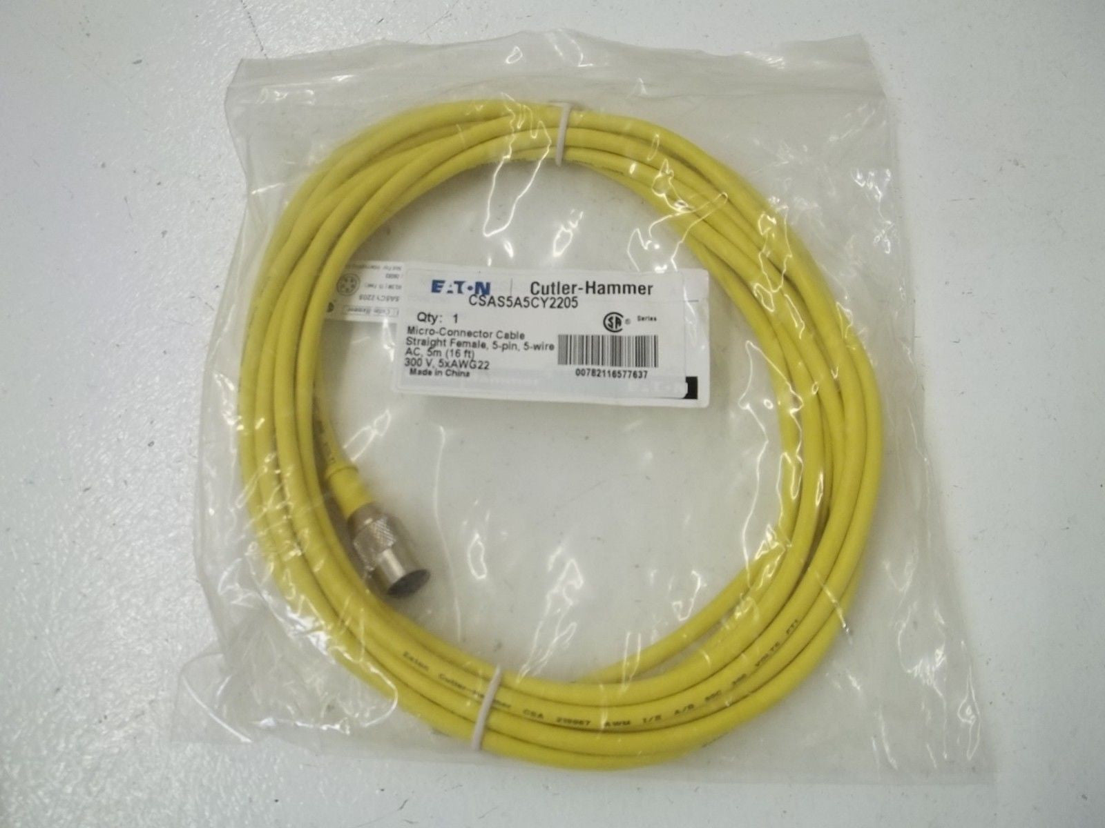 CUTLER HAMMER CSAS5A5CY2205 MICRO-CONNECTOR CABLE *NEW IN A FACTORY BAG*