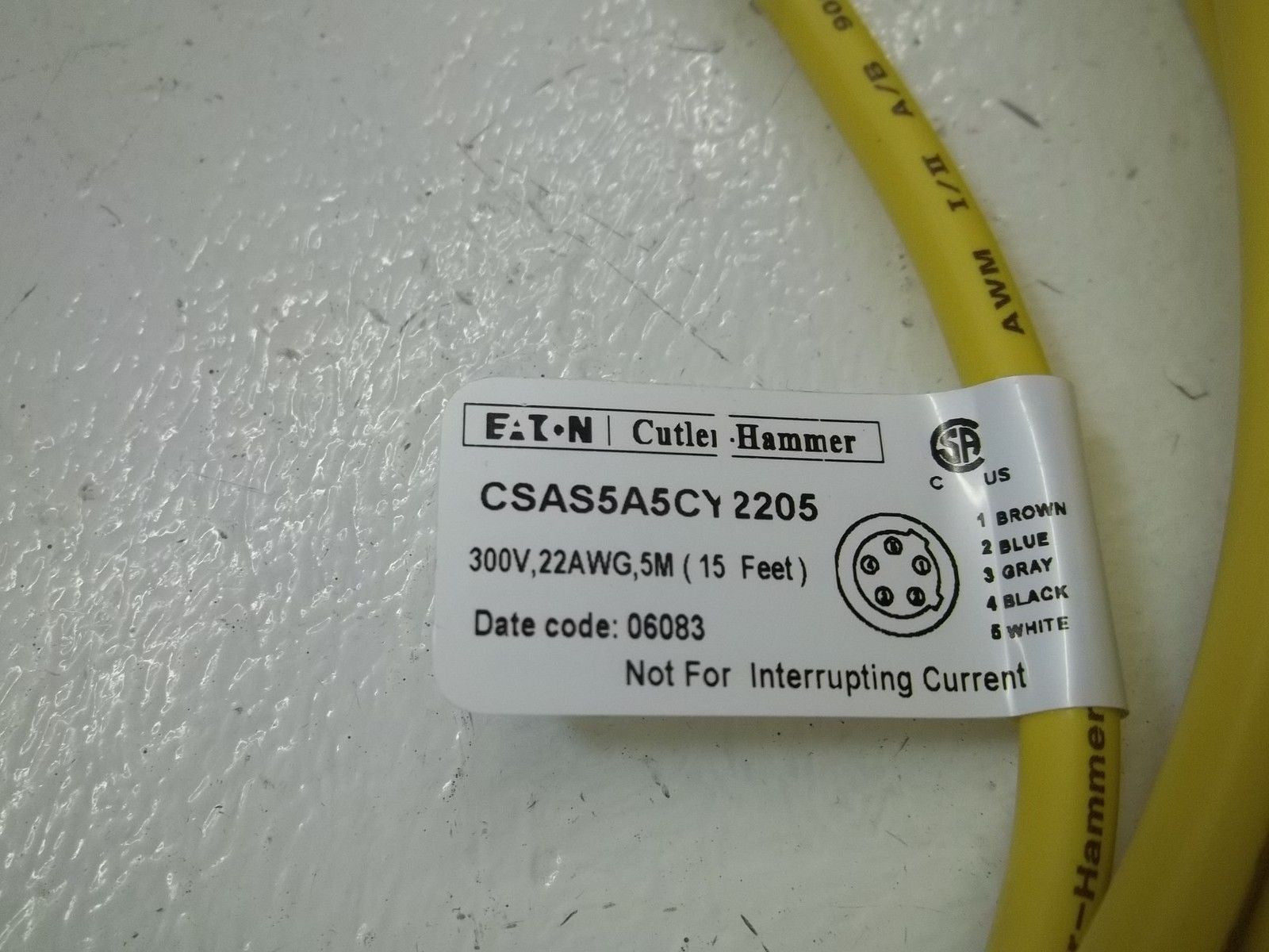CUTLER HAMMER CSAS5A5CY2205 MICRO-CONNECTOR CABLE *NEW IN A FACTORY BAG*