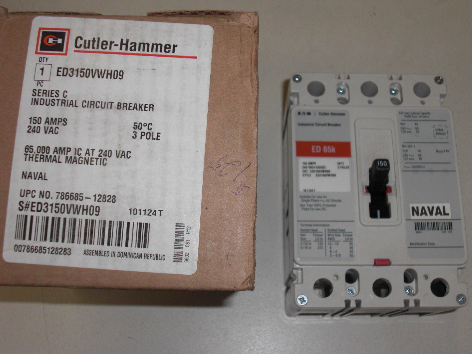 CUTLER HAMMER ED3150VWH09 3 POLE 150AMP 600 VAC CIRCUIT BREAKER *NEW IN BOX*