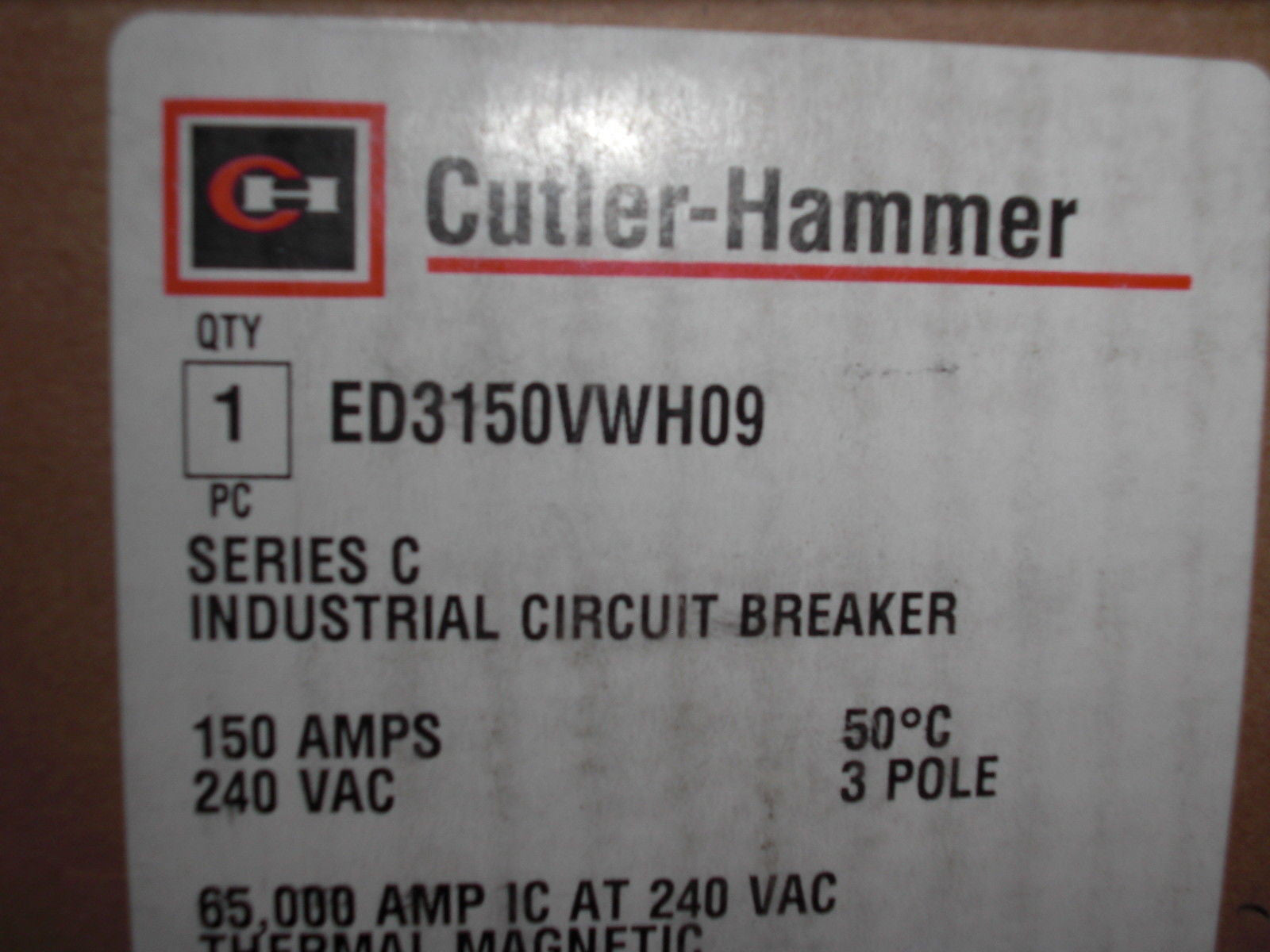 CUTLER HAMMER ED3150VWH09 3 POLE 150AMP 600 VAC CIRCUIT BREAKER *NEW IN BOX*