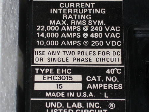 CUTLER HAMMER EHC3015 CIRCUIT BREAKER 15A *NEW IN BOX*