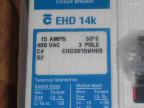CUTLER HAMMER EHD3015VH09 CIRCUIT BREAKER 15A *NEW IN BOX*