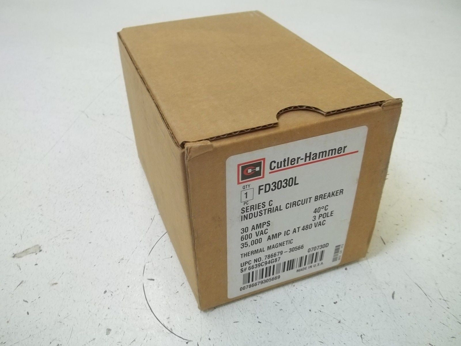 CUTLER HAMMER FD3030L CIRCUIT BREAKER *NEW IN BOX*