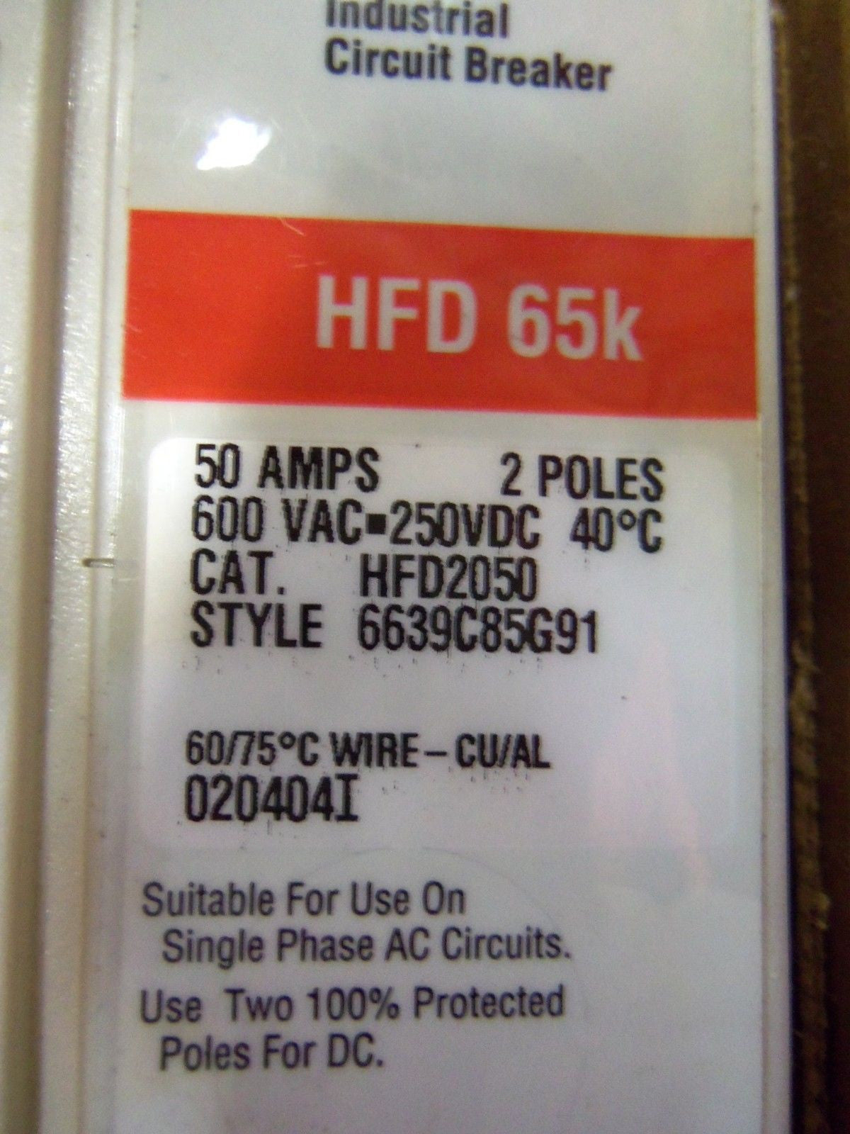 CUTLER-HAMMER HFD2050 CIRCUIT BREAKER *NEW IN BOX*
