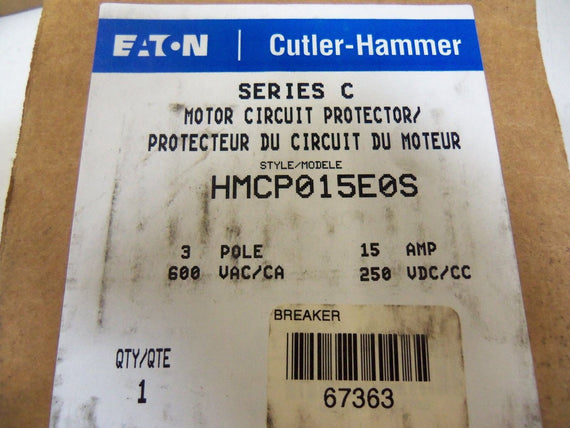CUTLER HAMMER HMCP015ES MOTOR CIRCUIT PROTECTOR 15A *NEW IN BOX*