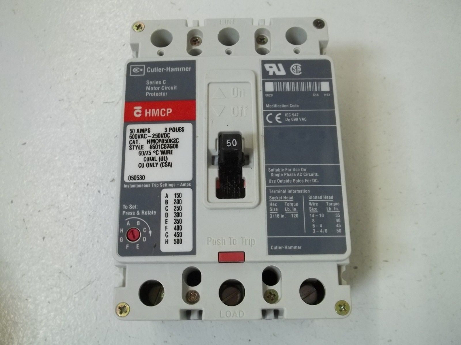 CUTLER HAMMER HMCP050K2C CIRCUIT BREAKER 50A *NEW IN BOX*