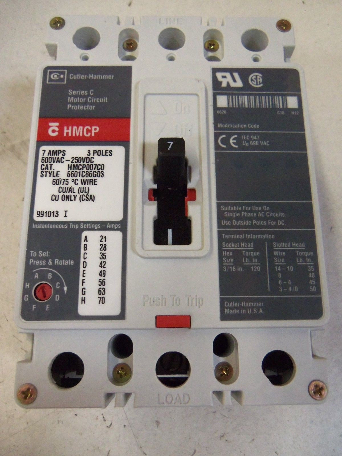 CUTLER HAMMER HMCP007C0 7A *NEW IN BOX*