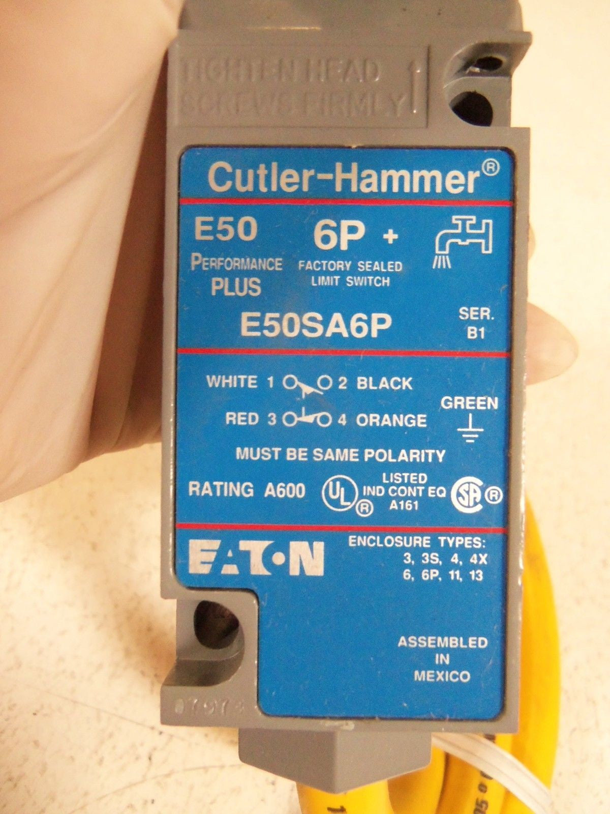 CUTLER HAMMER LIMIT SWITCH W/ CORD E50DR1 SER. A1/ E50SA6P SER.B1 *USED*