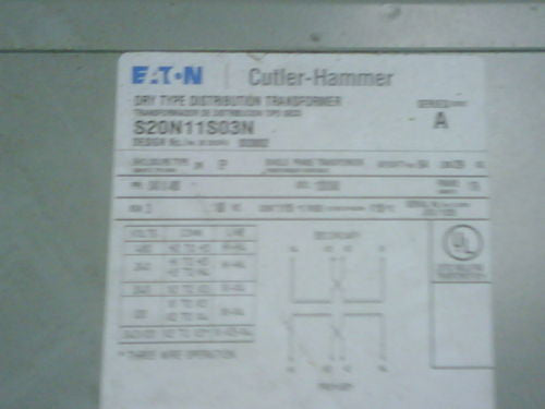 CUTLER HAMMER S20N11S03N TRANSFORMER *NEW NO BOX*