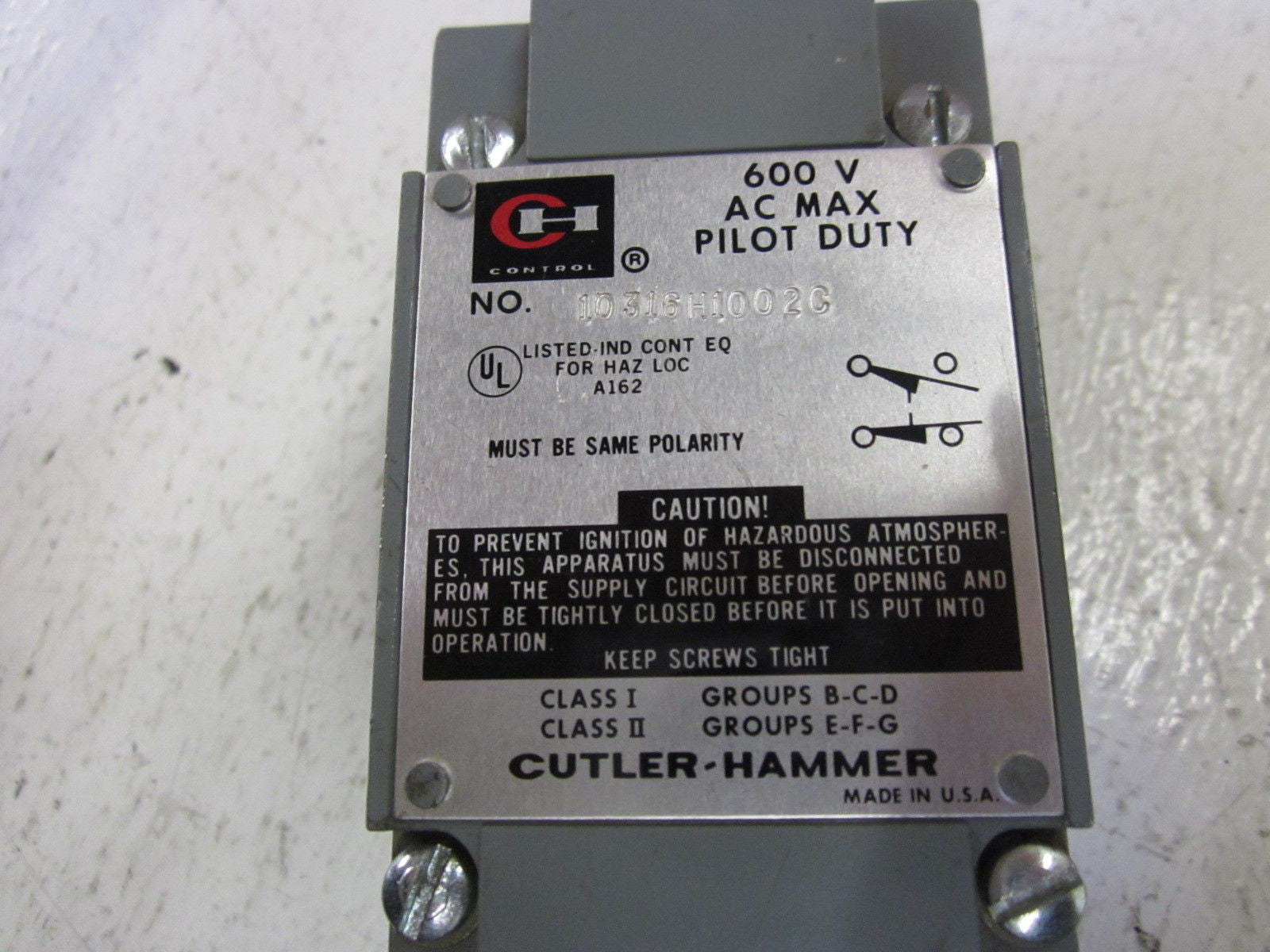 CUTLER HAMMER 10316H1002C 600V *NEW*