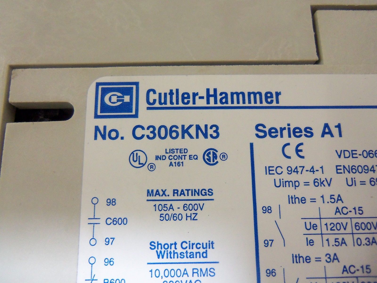 CUTLER HAMMER C306KN3 *NEW IN BOX*