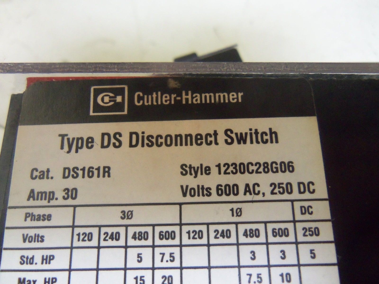 CUTLER HAMMER TYPE DS D5161R DISCONNECT SWITCH *NEW NO BOX*