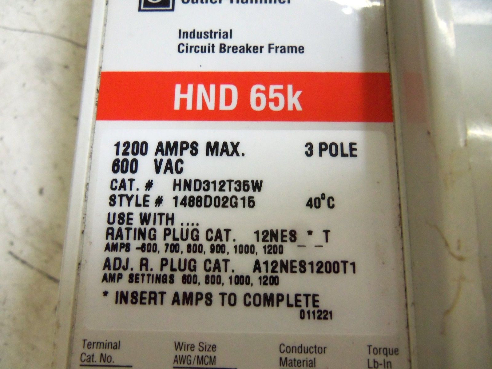 CUTLER HAMMER HND312T35W CIRCUIT BREAKER *NEW NO BOX*
