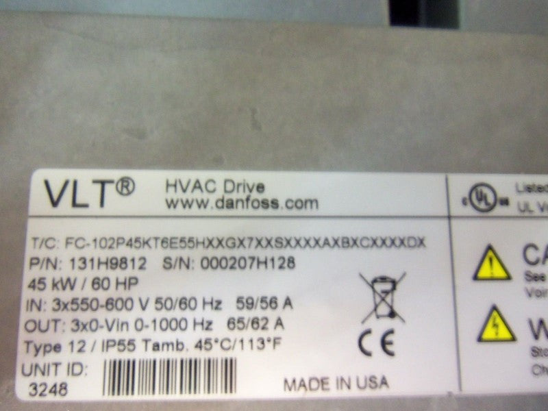 DANFOSS 131H9812 60 HF VLT FC-100 SERIES DUAL DRIVE WITH 174Z1919 *NEW NO BOX*