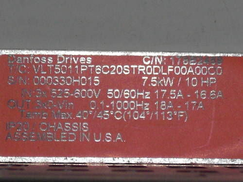 DANFOSS DRIVES VLT5011PT6C20STR0DLF00A00C0 *NEW NO BOX*