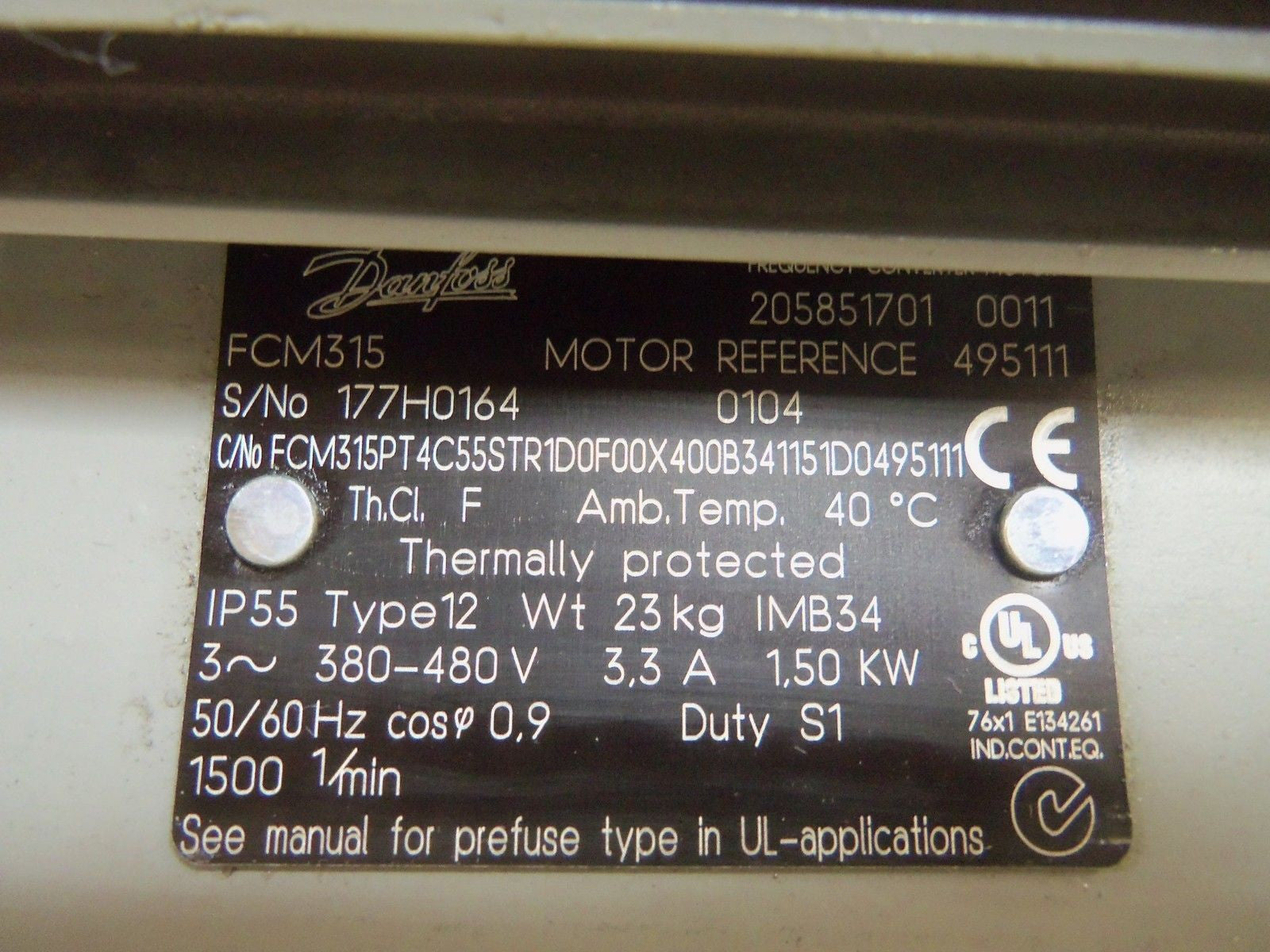 DANFOSS FCM315PT4C55STR1D0F00X400B341151D0495111 MOTOR *USED*