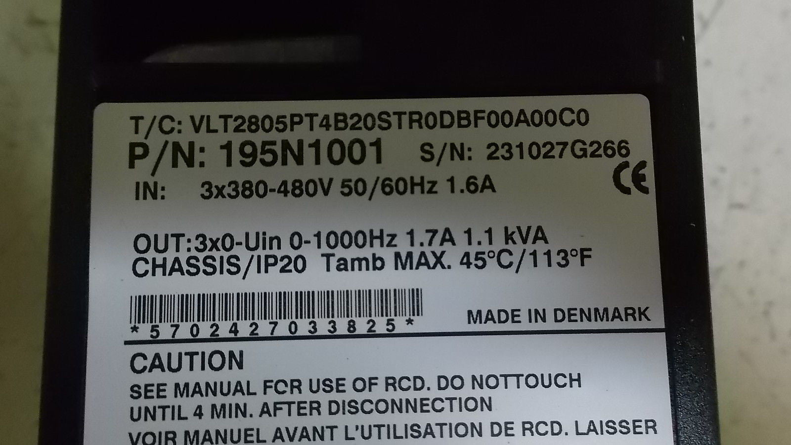 DANFOSS VLT2805PT4B20STR0DBF00A00C0 DRIVE *NEW NO BOX*
