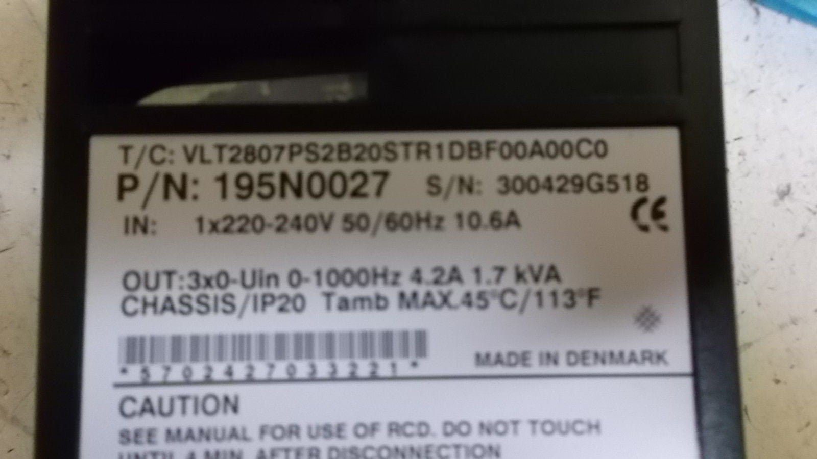 DANFOSS VLT2807PS2B20STR1DBF00A00C0 DRIVE *NEW*