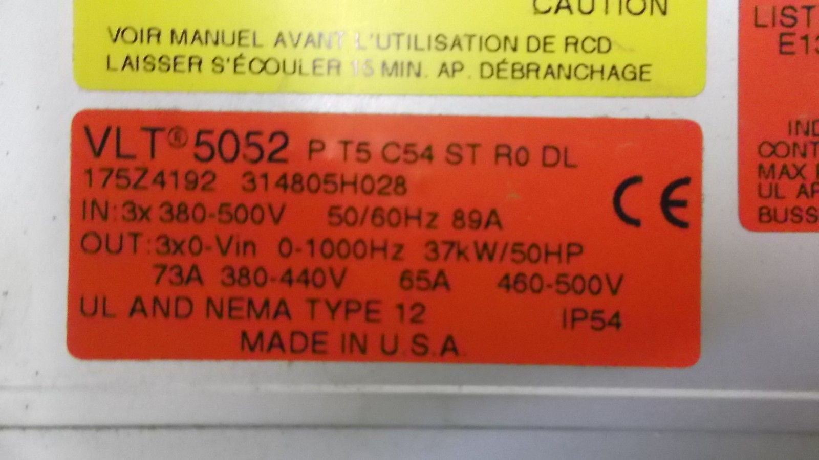 DANFOSS VLT5052PT5C54STR0DL DRIVE *USED*