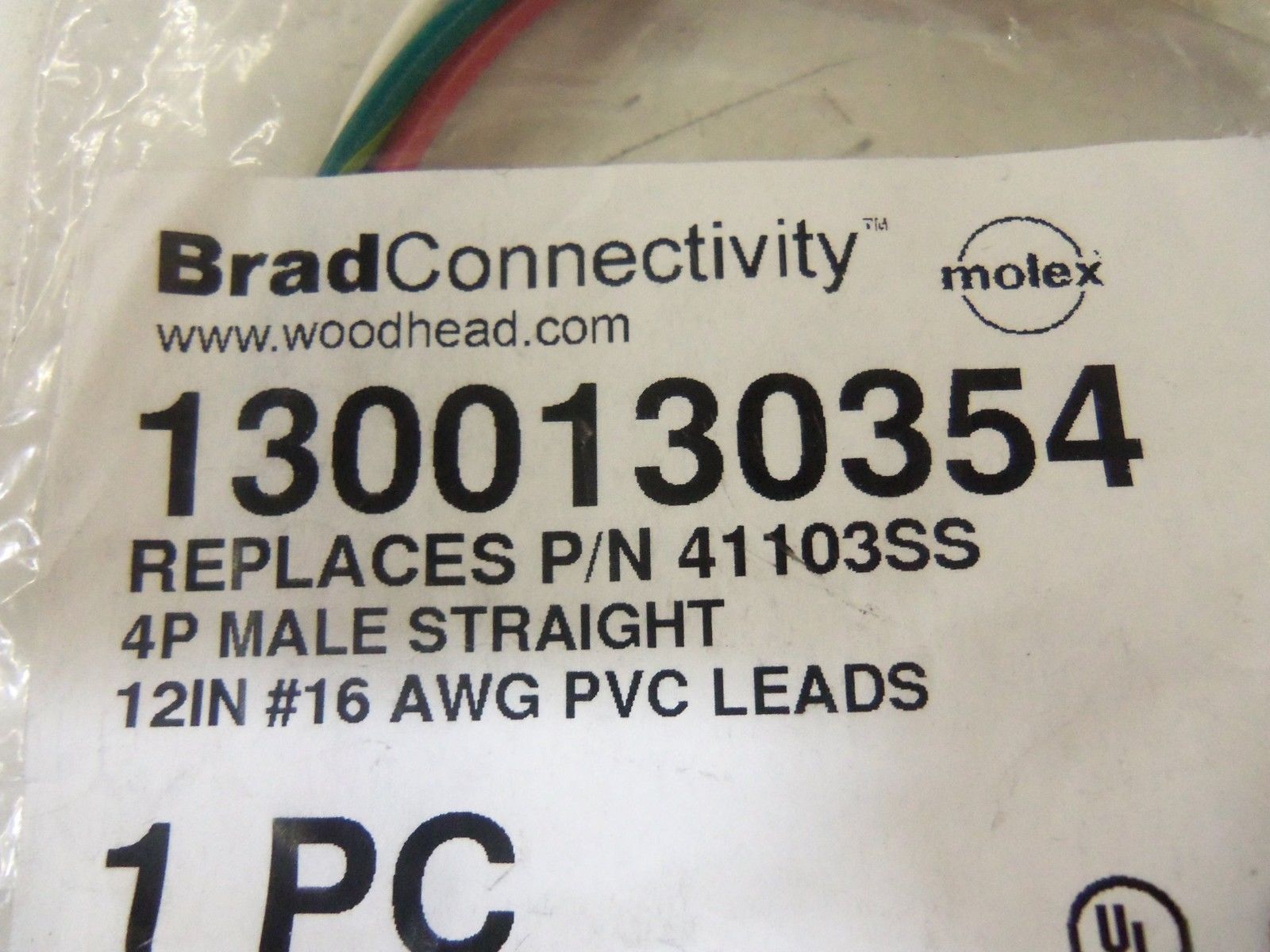 DANIEL WOODHEAD 41103SS 1R4006A20A1201 CORDSET *NEW IN FACTORY BAG*