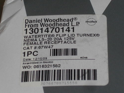 DANIEL WOODHEAD WATERTITE 1301470141 RECEPTACLE 67W47 *NEW IN BOX*
