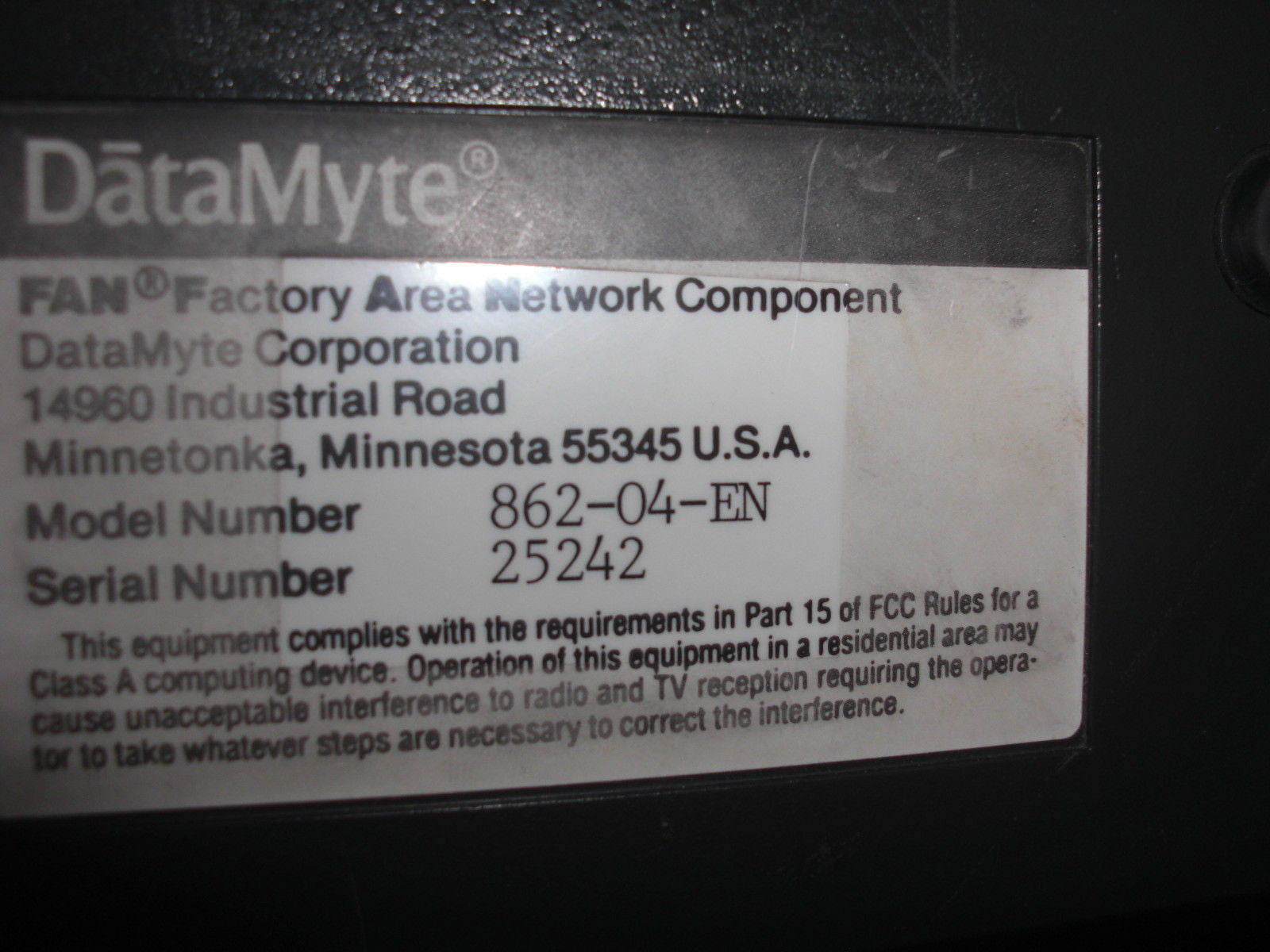 DATA MYTE 862-04-EN DATA COLLECTOR *USED*
