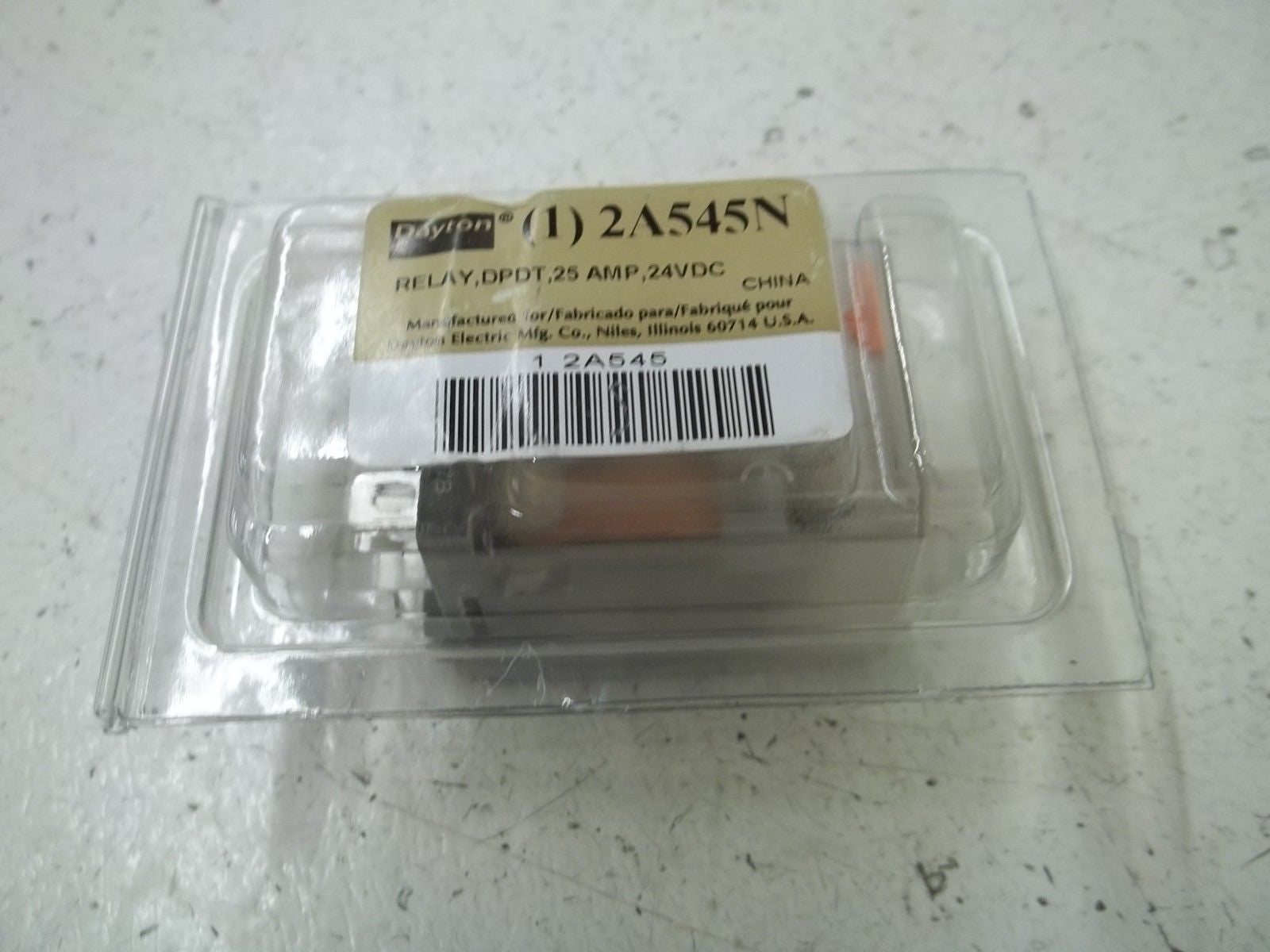 DAYTON 2A545N RELAY, DPDT, 25AMP, 24VDC *ORIGINAL PACKAGE*