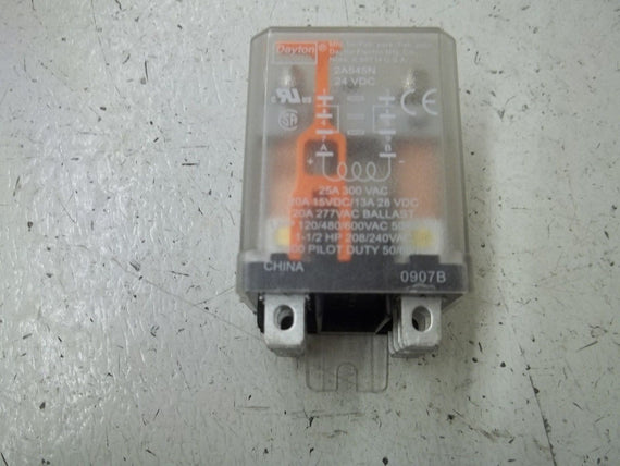 DAYTON 2A545N RELAY, DPDT, 25AMP, 24VDC *ORIGINAL PACKAGE*