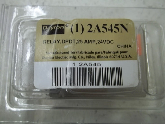 DAYTON 2A545N RELAY, DPDT, 25AMP, 24VDC *ORIGINAL PACKAGE*