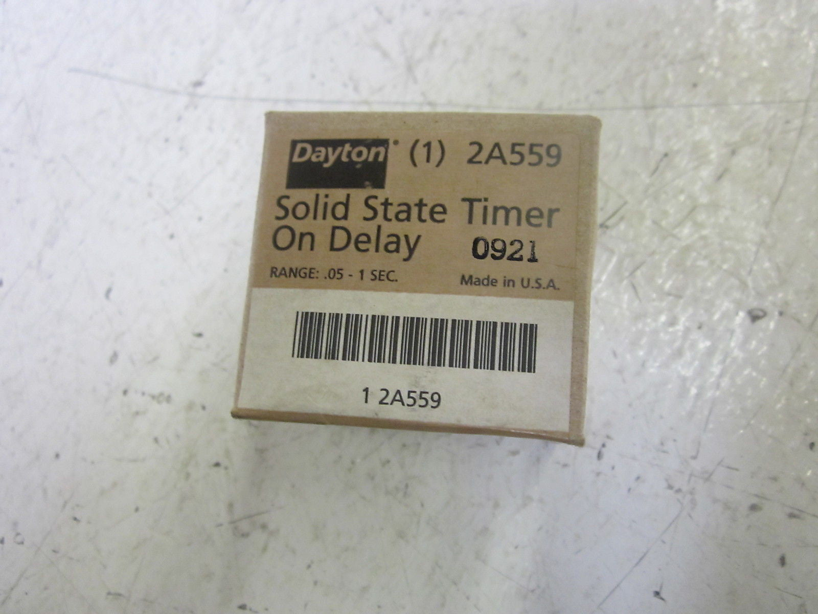 DAYTON 2A559 SOLID STATE TIMER ON DELAY  .05-1 SECOND *USED*