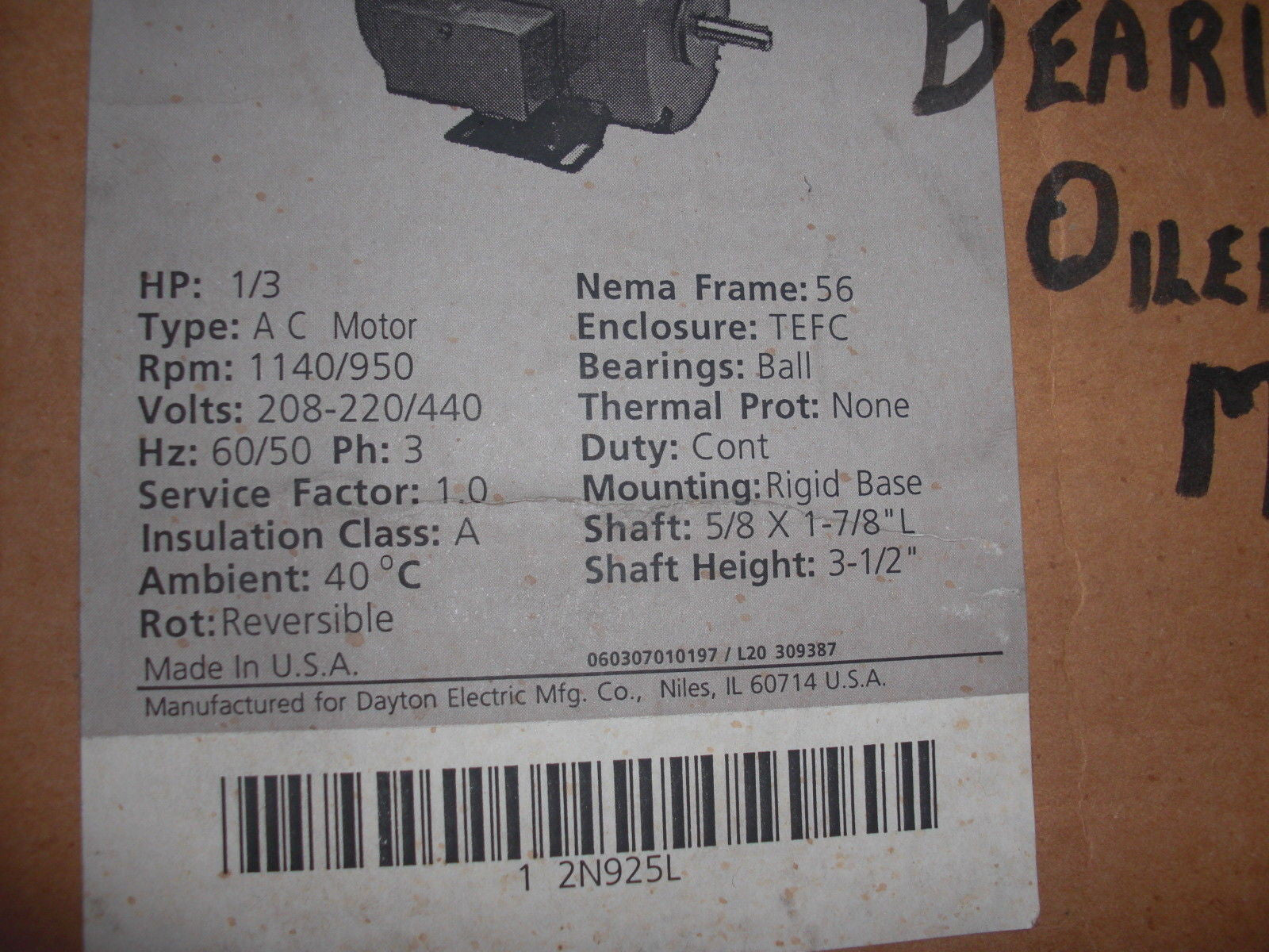 DAYTON 2N925L MOTOR *NEW IN BOX*