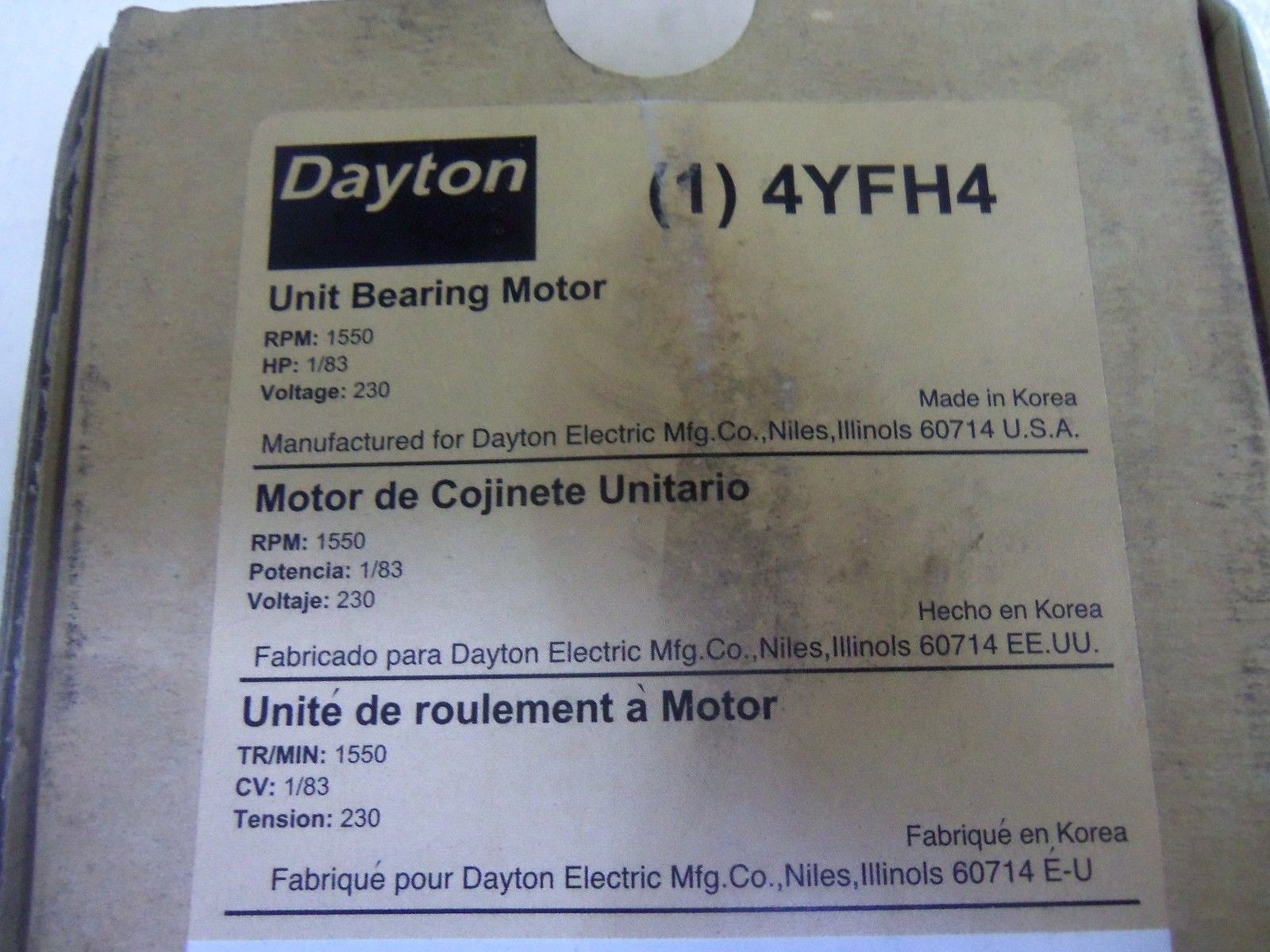 DAYTON 4YFH4 *NEW IN BOX*