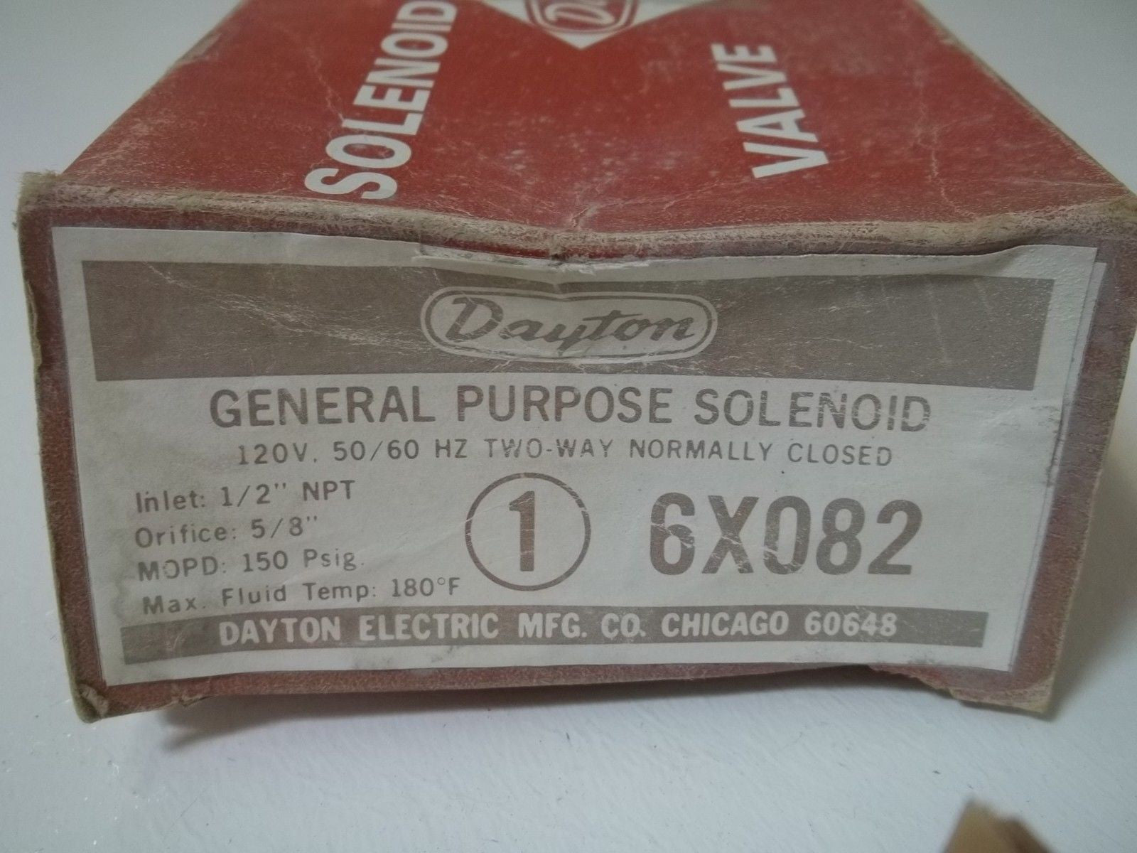 DAYTON 6X082 GENERAL PURPOSE SOLENOID *NEW IN BOX*