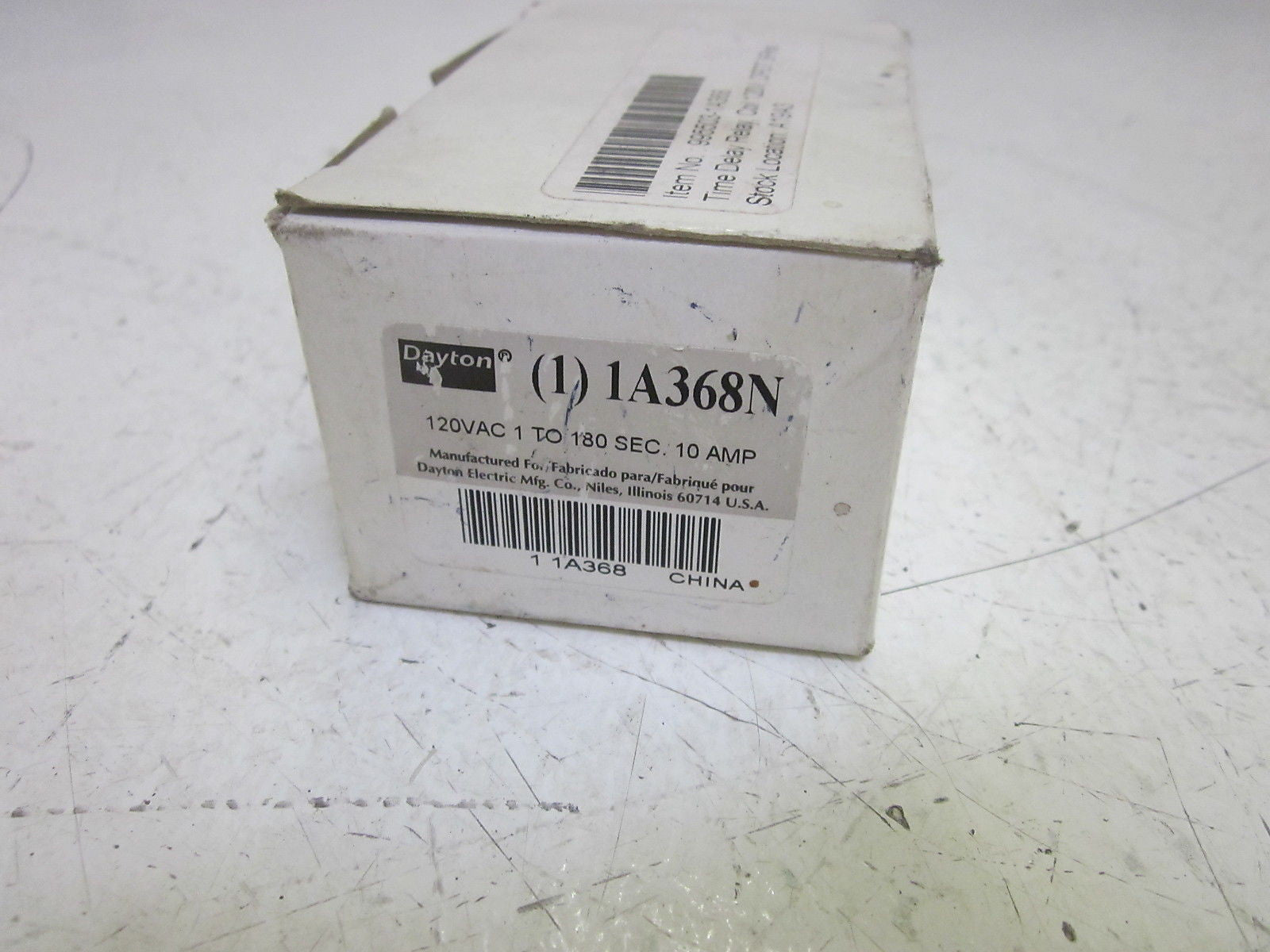 DAYTON IA368N TIME DELAY RELAY 1-180 SEC. 120VAC *NEW IN BOX*